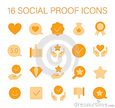 Social Proof concept icons set. Trust-building icons for credibility and reputation. Vector Illustration