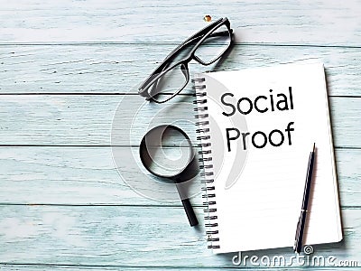 Social proof text with notebook Stock Photo