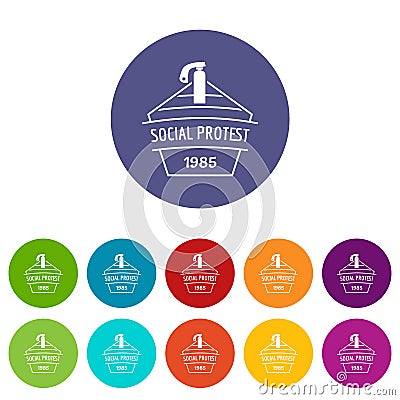 Social protest riot icons set vector color Vector Illustration