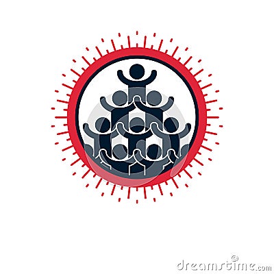 Social Relations conceptual logo, vector symbol. Social interaction, Society and person Vector Illustration