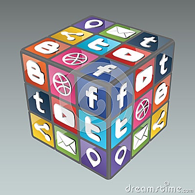 Social Rubik Cube 3.0 Vector Illustration