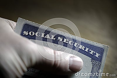 Social Security Cards Symbolizing Benefits for Elderly United Stated Stock Photo