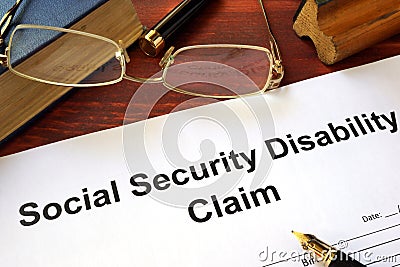 Social security disability claim on a table. Stock Photo