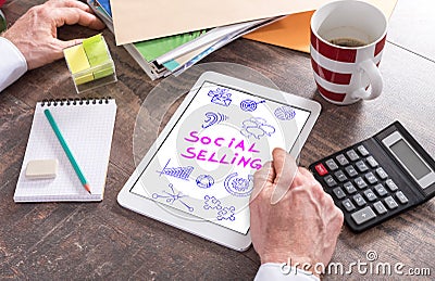 Social selling concept on a tablet Stock Photo
