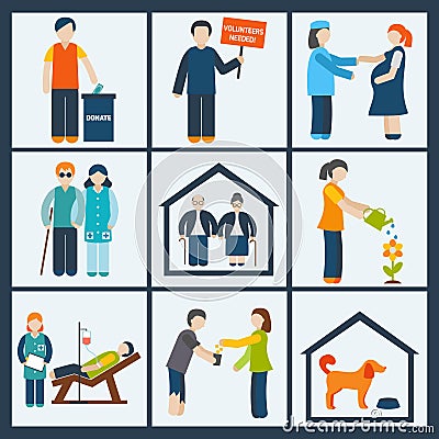 Social services icons set Vector Illustration