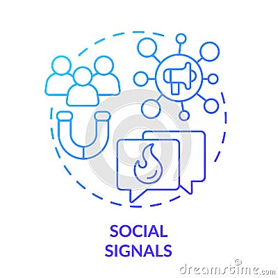 Social signals blue gradient concept icon Vector Illustration