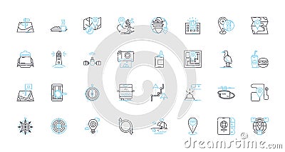 Social signals linear icons set. Shares, Likes, Comments, Retweets, Engagements, Impressions, Mentions line vector and Vector Illustration