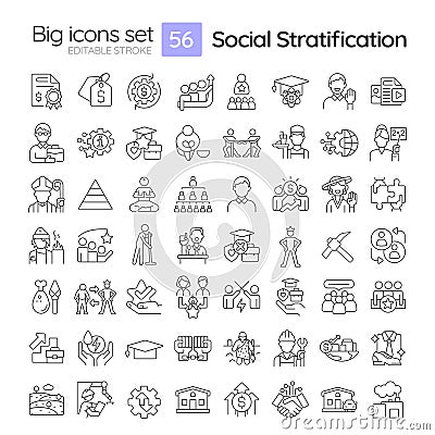 Social stratification linear icons set Vector Illustration