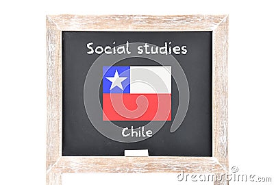Social studies with flag on board Stock Photo