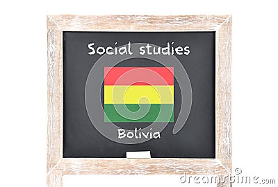 Social studies with flag on board Stock Photo