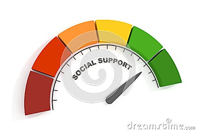 Social support measuring process. Scale with arrow. 3D render Stock Photo