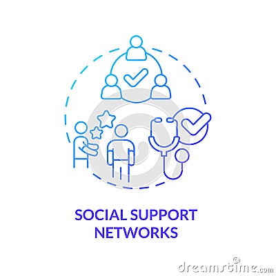 Social support networks blue gradient concept icon Vector Illustration