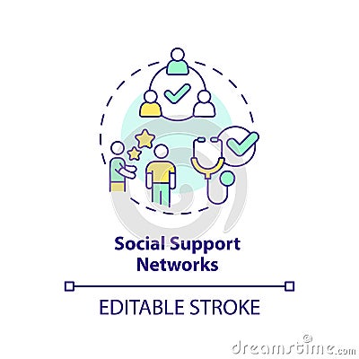 Social support networks concept icon Vector Illustration