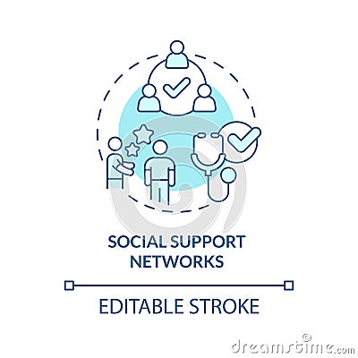 Social support networks turquoise concept icon Vector Illustration