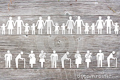 Families and Weak social categories welfare concept on wooden background Stock Photo