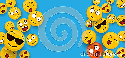 Fun smiley face icons copy space background Stock Photo