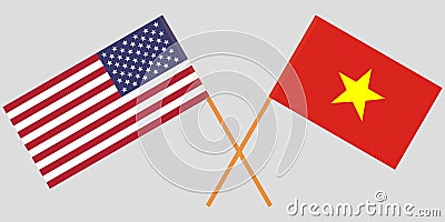 Socialist Republic of Vietnam and USA. The Vietnamese and American flags. Official colors. Correct proportion. Vector Vector Illustration