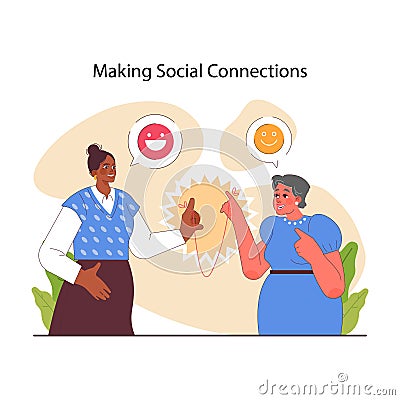 Socialization. Communication skill development. Female characters Vector Illustration