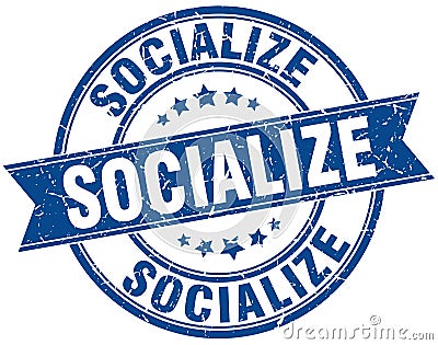 Socialize round grunge stamp Vector Illustration