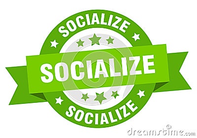 socialize round ribbon isolated label. socialize sign. Vector Illustration