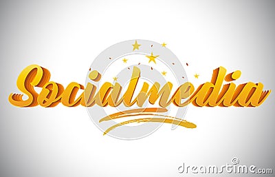 Socialmedia Golden Yellow Word Text with Handwritten Gold Vibrant Colors Vector Illustration Vector Illustration