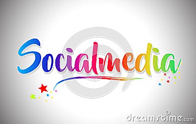 Socialmedia Handwritten Word Text with Rainbow Colors and Vibrant Swoosh Vector Illustration