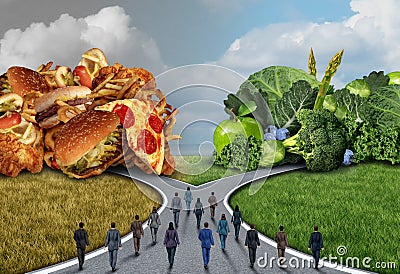 Society Food Diet Choice Cartoon Illustration