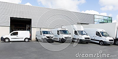 Society parking for white truck van transportation park Stock Photo