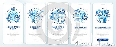 Society theories blue onboarding mobile app screen Vector Illustration