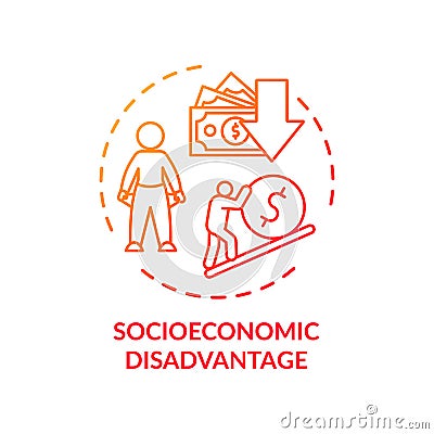 Socioeconomic disadvantage concept icon Vector Illustration