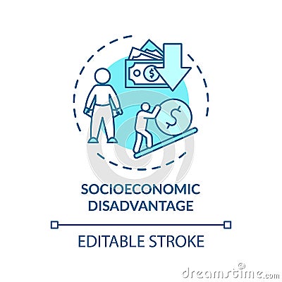 Socioeconomic disadvantage concept icon Vector Illustration