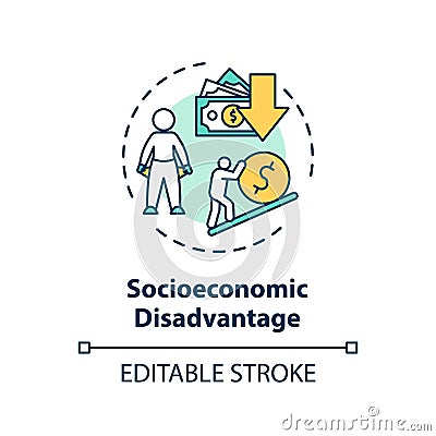 Socioeconomic disadvantage concept icon Vector Illustration