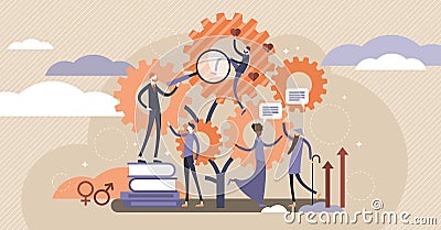 Sociology vector illustration. Flat tiny scienece ethnical persons concept. Vector Illustration