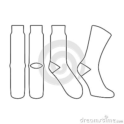 Sock vector illustration flat outline template Vector Illustration