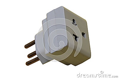 socket adapter electrical power source object for electronics isolated on white background Stock Photo