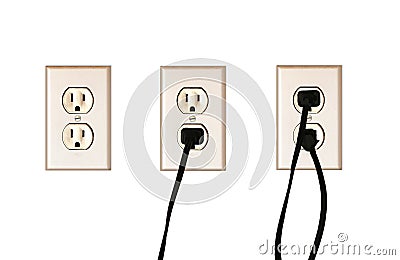 Socket plugged and unplugged Stock Photo