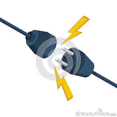 Socket unplugged. Connecting power socket. Plug and outlet. Vector Illustration