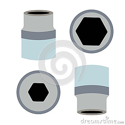 Socket Wrench. Ratchet used to unwind or tighten nuts and bolts are on the white background. ratchet hand tools. Vector Vector Illustration