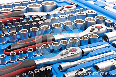 Socket wrench toolbox Stock Photo