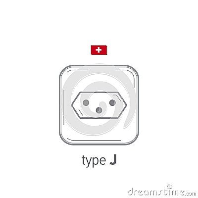 Sockets icon. Type J. AC power sockets realistic illustration. Different type power socket set, vector isolated icon Vector Illustration