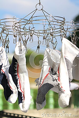 Socks Drying Sunny Day Abstract Stock Photo