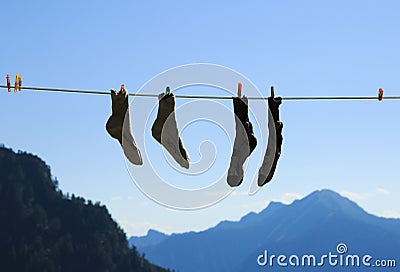Socks drying Stock Photo