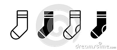 Socks vector icon set. Footwear symbol. Linear foot accessory sign Vector Illustration