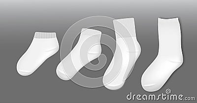 various white socks foot wear mockup isolated 3D illustration. Vector Illustration