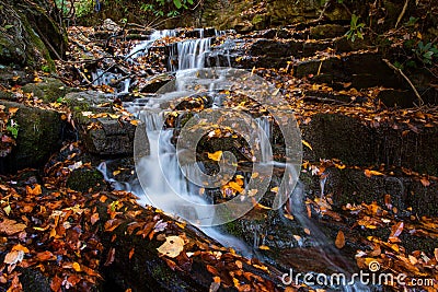 Soco Falls In Autumn Smoky Mountains National Park Stock Photo