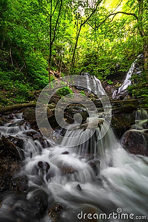 Soco Falls near Cherokee, North Carolina Stock Photo