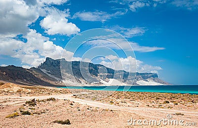 Socotra island coastline with sand dunes of Archer, Yemen Stock Photo