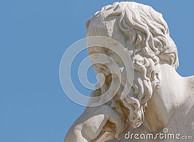 Socrates the ancient greek philosopher portrait on blue sky background Editorial Stock Photo