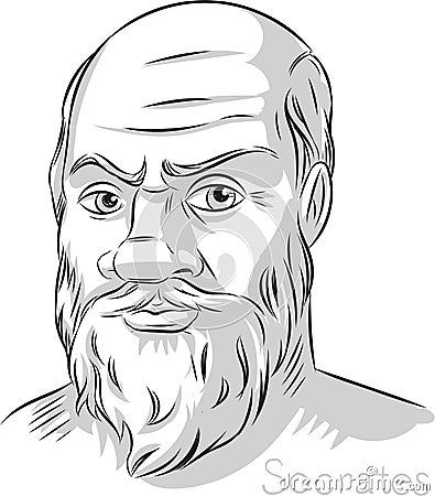 Socrates Greek Philosopher Hand drawn line art Vector Illustration