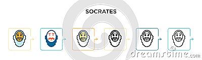 Socrates vector icon in 6 different modern styles. Black, two colored socrates icons designed in filled, outline, line and stroke Vector Illustration